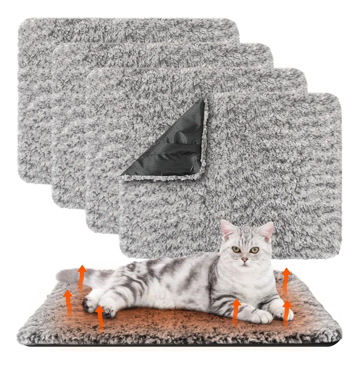 Almohadillas Autocalentantes para Gatos y Perreras | Manta Térmica Lavable para Mascotas - Gris Cálido y Confortable