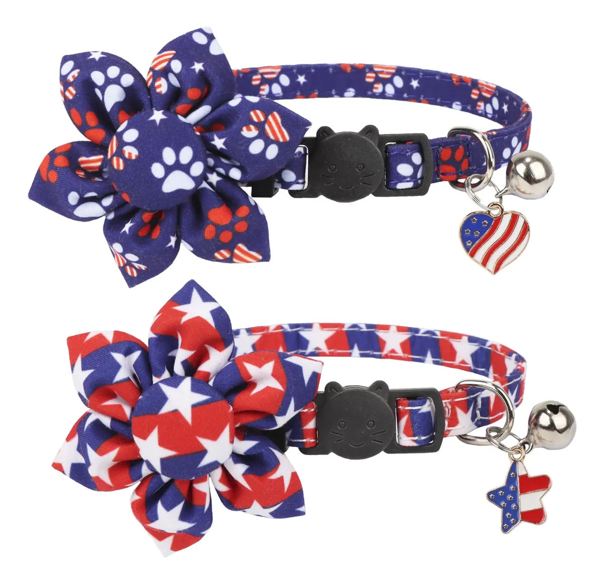 Collar para Gato con Diseño Bandera Americana 4 de Julio | Ajustable y con Campana Extraíble | Ideal para Mascotas y Celebraciones