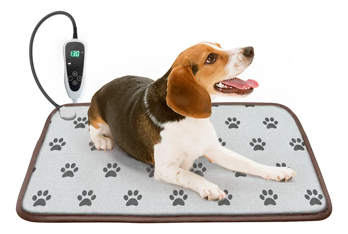 Tapete Térmico Almohadilla Calefactora para Mascotas | Huellas Footprints | Manta Eléctrica Confort Invierno Calentador Interior Exterior para Perros y Gatos