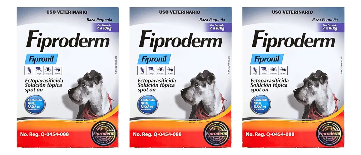 Pipeta Fiproderm Antiparasitaria para Perros y Gatos de Razas Pequeñas - 3 Unidades - Protección Efectiva y Segura contra Pulgas y Garrapatas