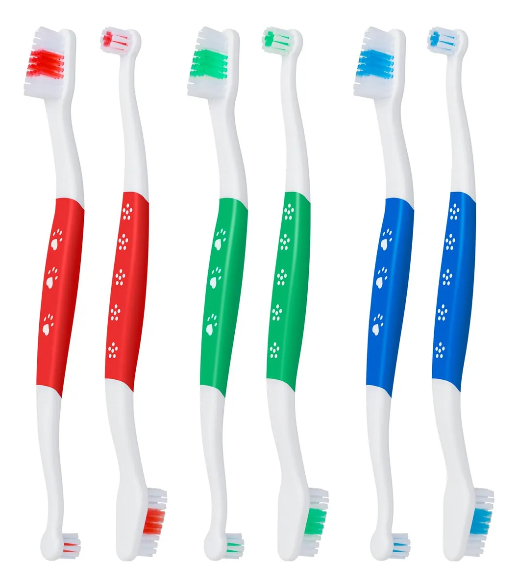 Cepillo Dental Doble Cabeza para Mascotas: Cuidado Oral Perros y Gatos, Limpieza Profunda, Mango Cómodo, Colores Variados