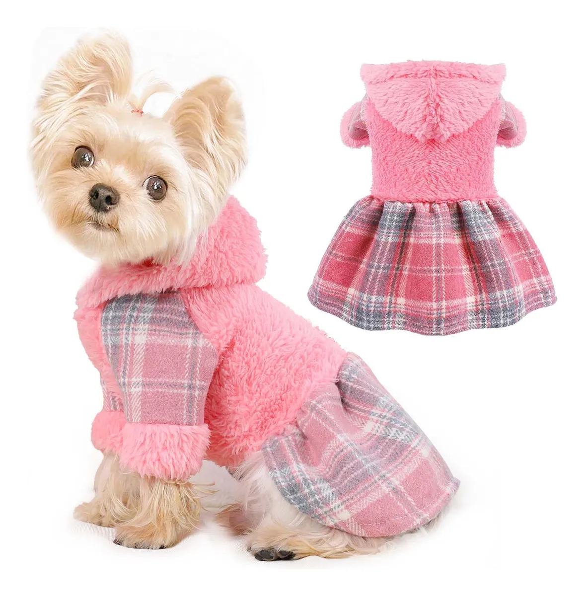 Vestido de Invierno para Perros Pequeños Rosa - Ropa Cálida y Elegante para Mascotas - Transpirable y Cómodo