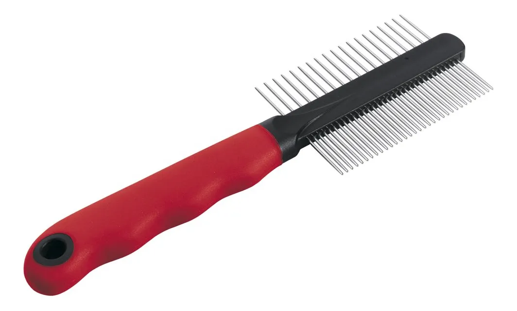 Peine Doble Cara Acero Inoxidable para Mascotas Ferplast | Cepillo Universal Higiene y Aseo | Elimina Pelo Muerto y Desenreda | Color Plata Profesional