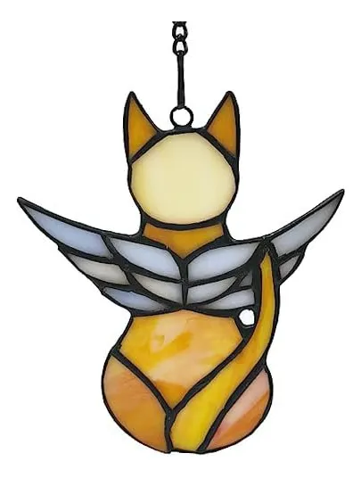 Alas de Ángel para Gatos: Elegante Joya Amarilla, Regalo Perfecto para Amantes de Gatos | Decoración Única para Hogar
