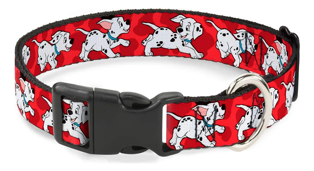Collar Clip Dálmatas Corriendo Patas Rojas - Diseño Multicolor Blanco Negro | Ideal para Mascotas | Ajustable
