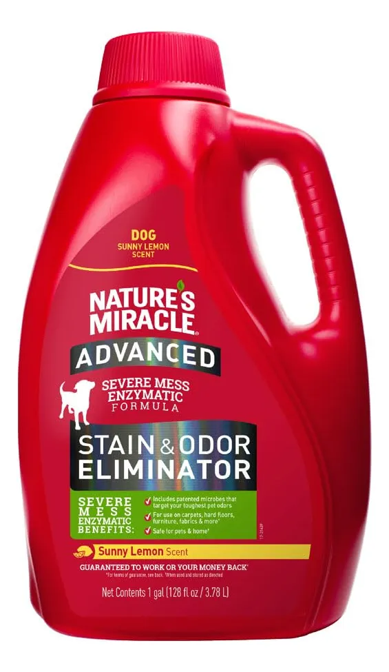 Eliminador de Manchas y Olores para Perros Sunny Lemon - Fórmula Potente con Aroma Cítrico - Limpieza Profunda para Hogares con Mascotas - Elimina Rastros de Orina, Vómito y Suciedad - Presentación Conveniente