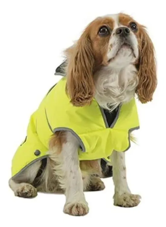 Abrigo Alta Visibilidad Ancol Muddy Paws Hi-vis para Perro - Seguridad y Protección Impermeable - Diseño Reflectante para Caminatas Nocturnas y Clima Adverso