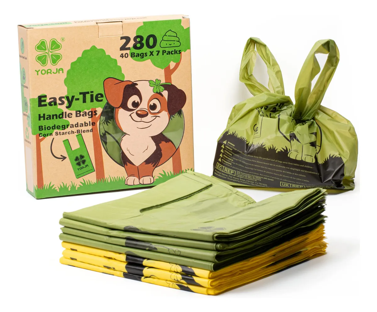 280 Bolsas Biodegradables para Caca de Perro | Fuertes y Resistentes | Ideales para Paseos y Limpieza Diaria | Verde y Amarillo