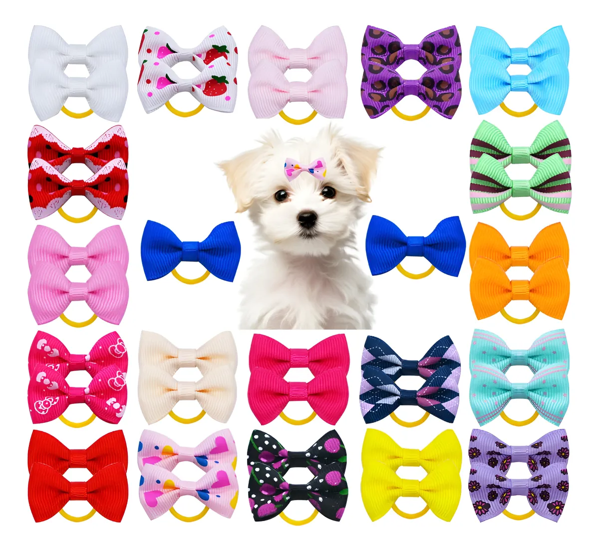 40 Lazos para Pelo de Perro con Perlas y Diamantes Imitación - Accesorios Elegantes para Mascotas - Adornos para Perros - Decoración Canina Brillante