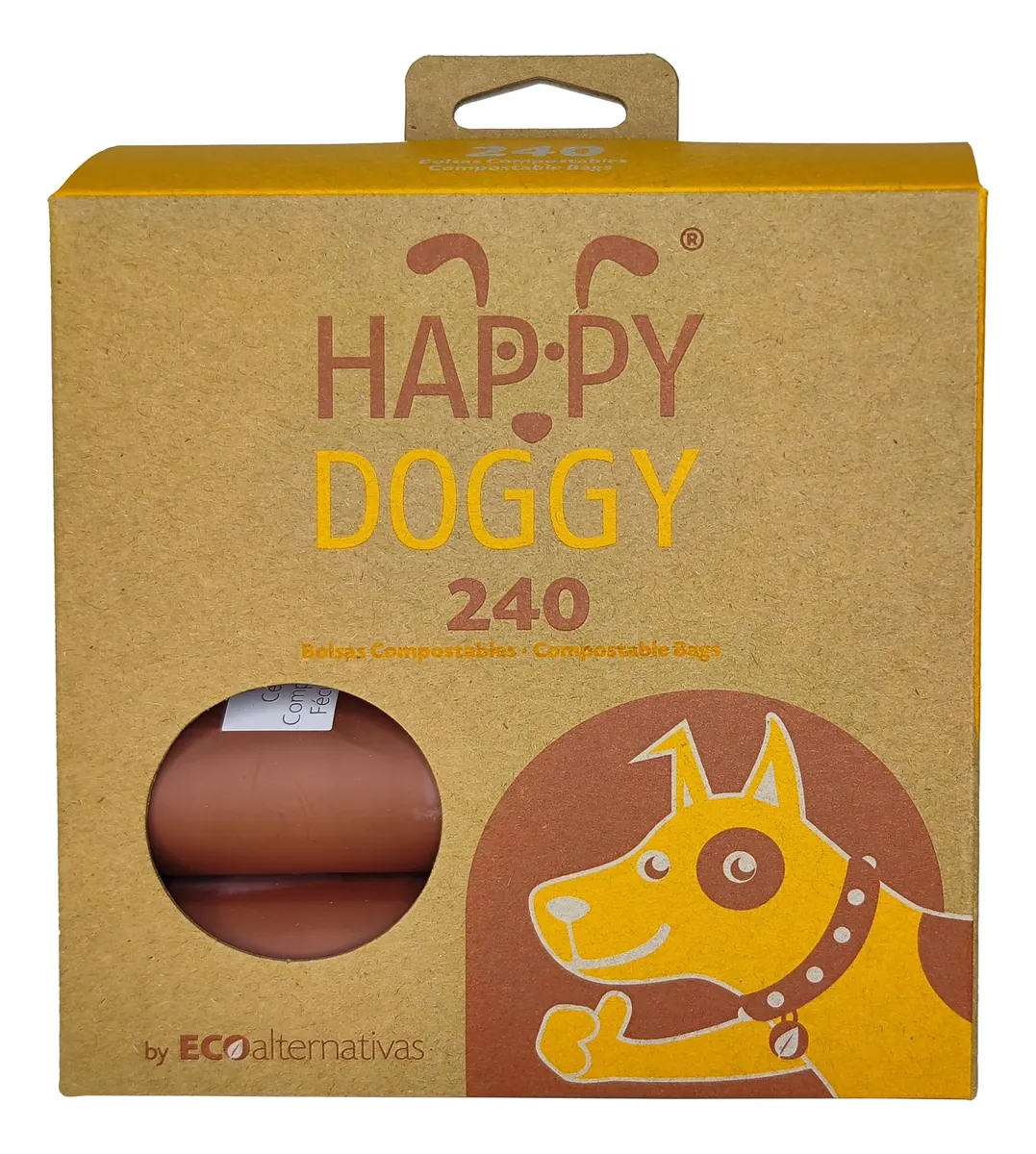 240 Bolsas Compostables Biodegradables para Heces de Mascota, Ecológicas y Resistentes, Color Café - Solución Sostenible para el Cuidado de tu Perro