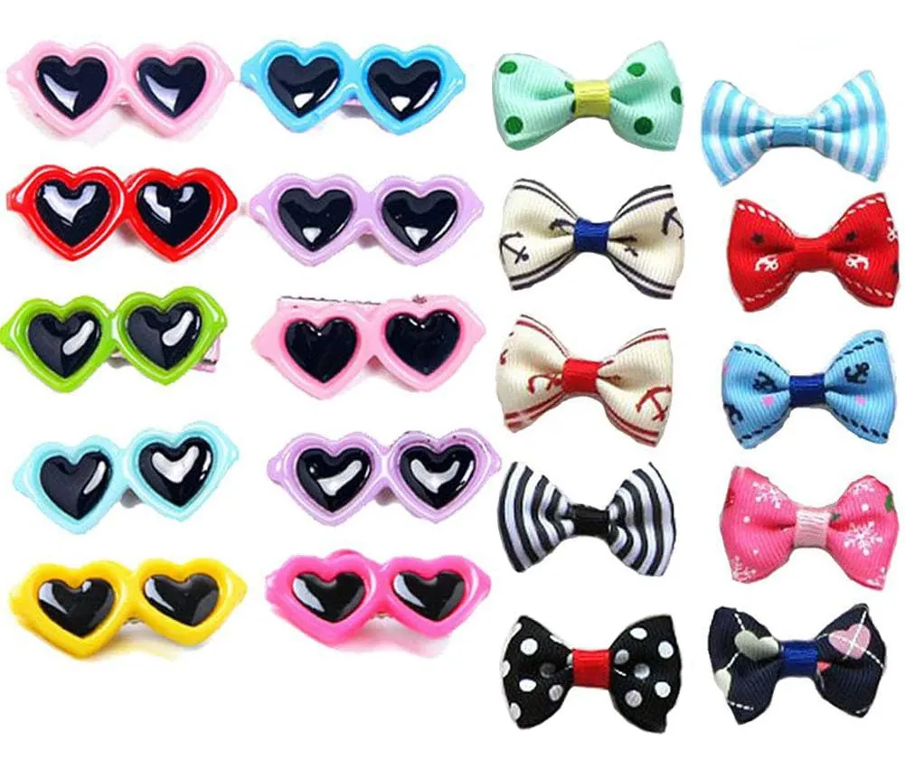 20 Pinzas para el Pelo de Perro Diseño Corazón - Accesorios Multicolor para Adiestramiento y Estilismo Canino - Clips Elegantes y Duraderos para Peluquería de Mascotas