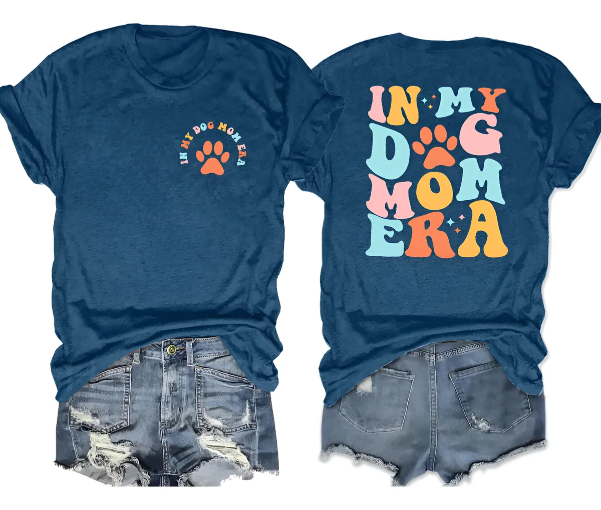 Playera para Mujer con Estampado de Pata de Perro - Diseño Exclusivo para Amantes de Perros - Color Azul Vibrante