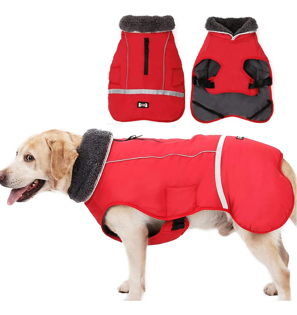 Abrigo para Perro Invierno Clima Frío Rojo XX-LA - Chaqueta Calentita y Resistente para Perros - Protección Ideal contra el Frío