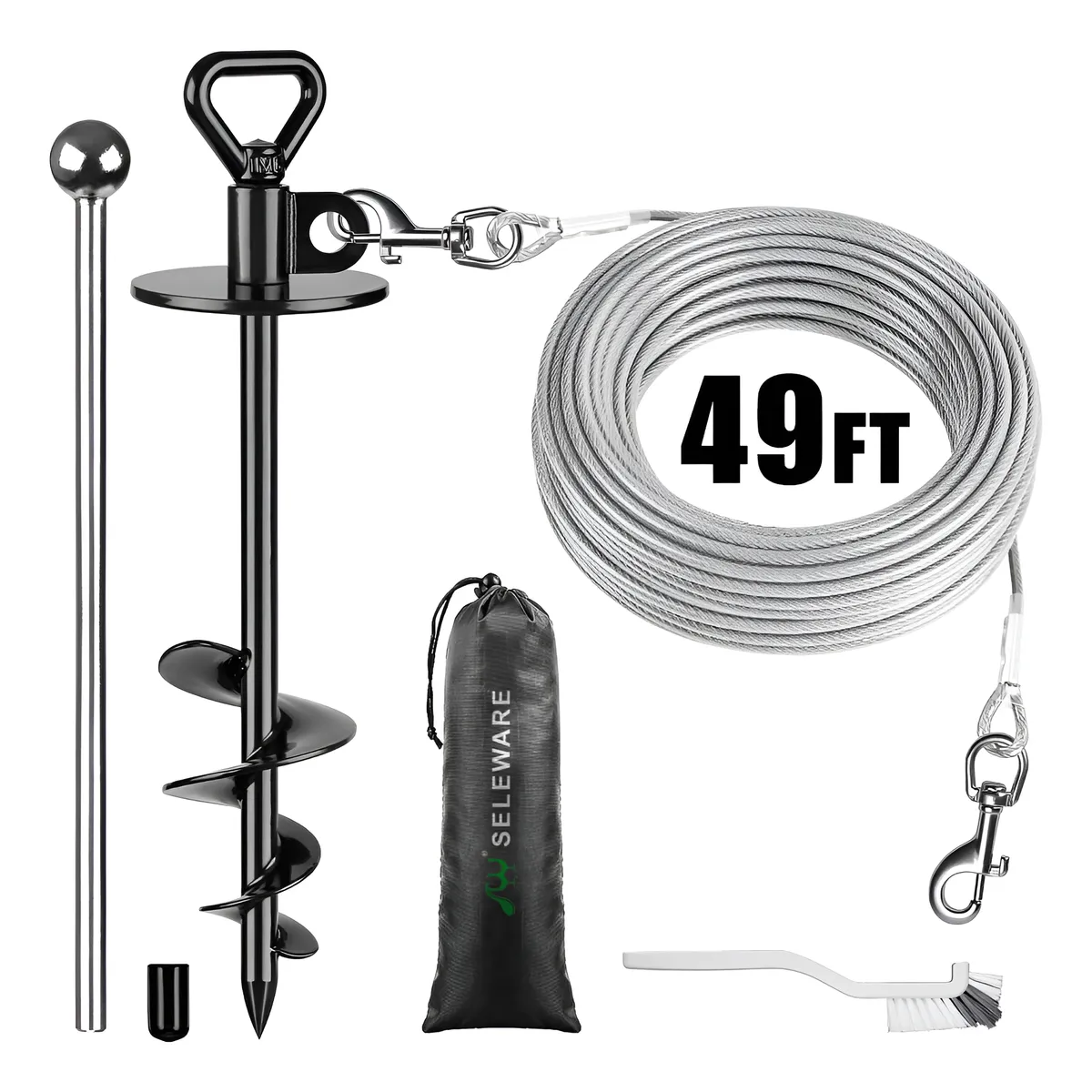 Ancla Antioxidante Para Perros con Cable y Estaca Giratoria - Sujeción Segura y Resistente para Exteriores - Ideal Jardín y Camping