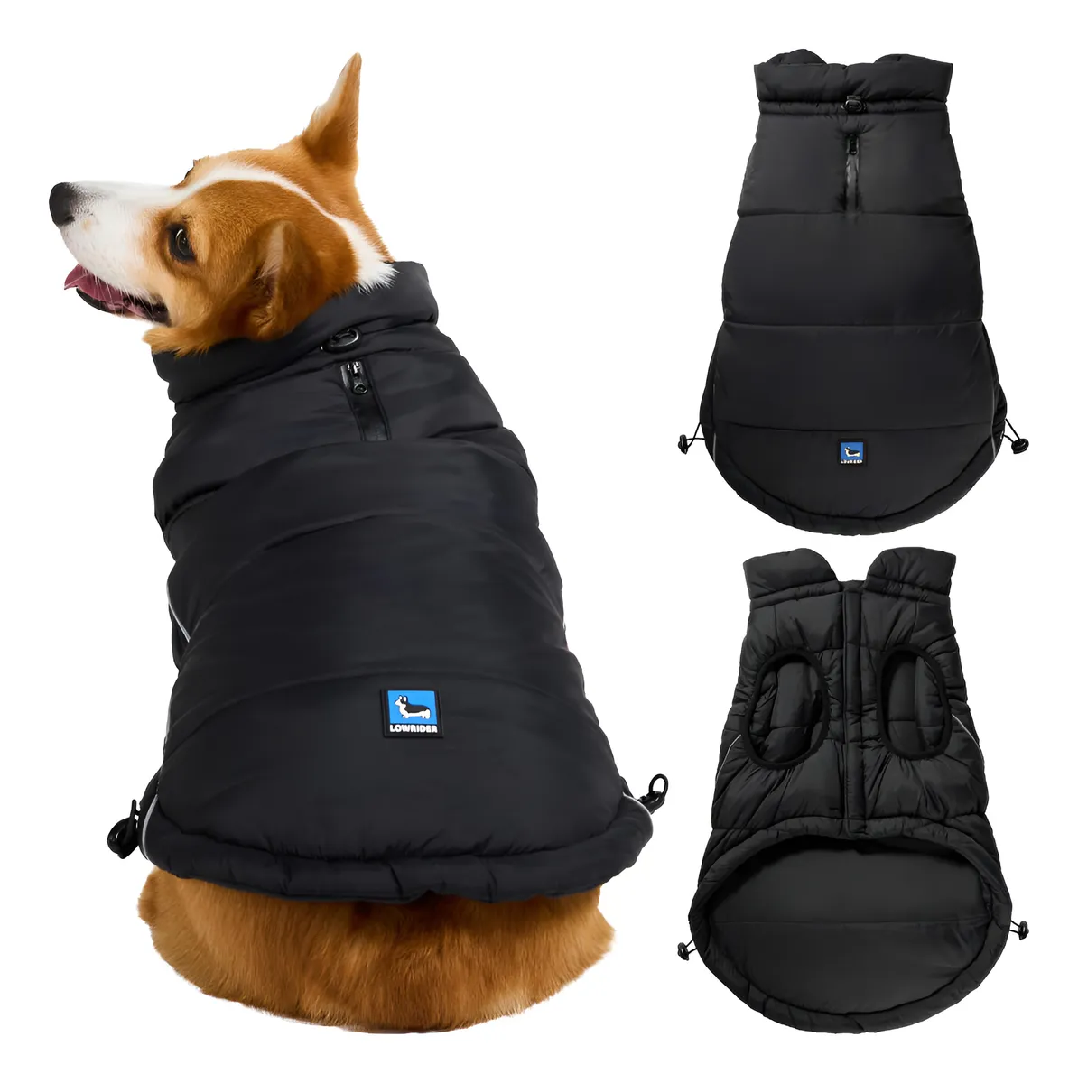 Abrigo Acolchado Impermeable para Perros Pequeños y Medianos Negro | Protección Térmica y Seca para Climas Fríos y Lluviosos | Accesorio Esencial para Mascotas Activas