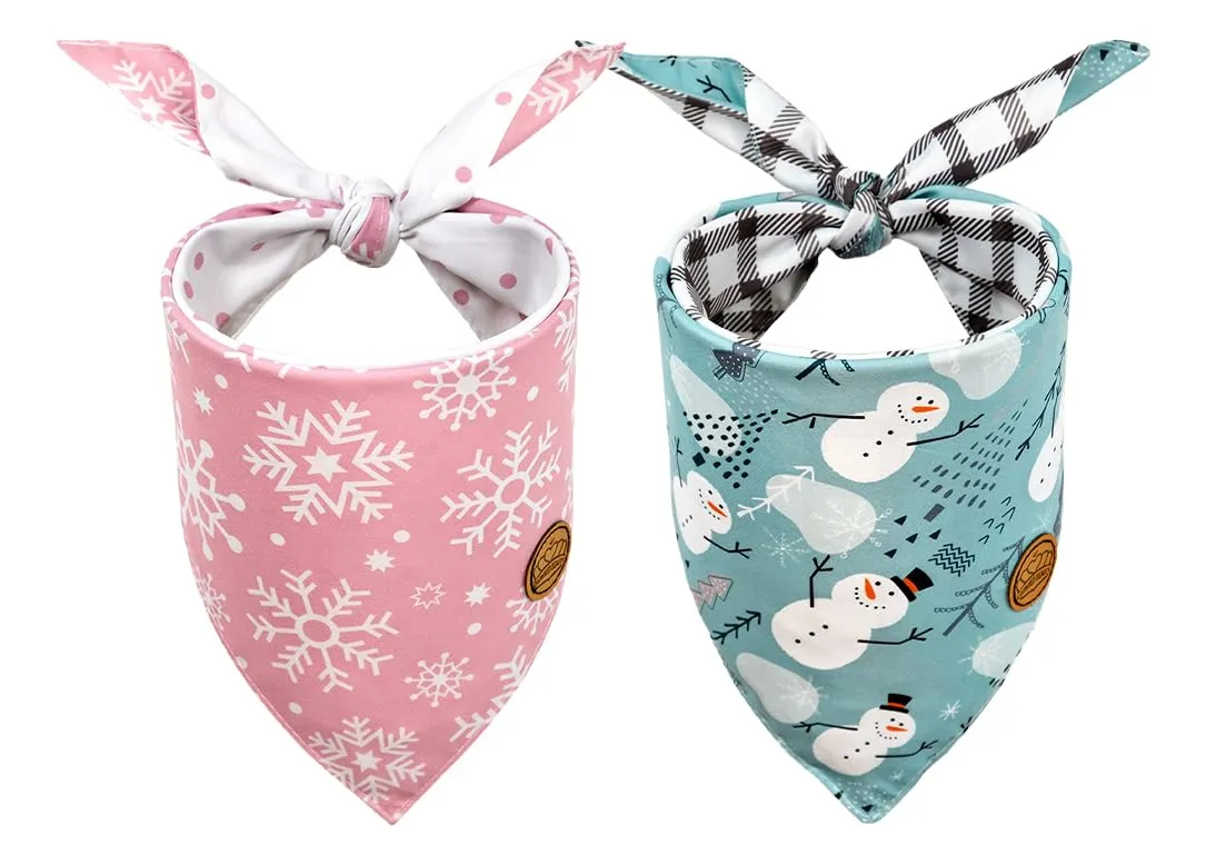 Bandanas Navideñas Reversibles para Perros - Pack x2 Estilo Festivo - Accesorios Perfectos para Mascotas en Navidad - Diseños Exclusivos para Perros Pequeños y Grandes