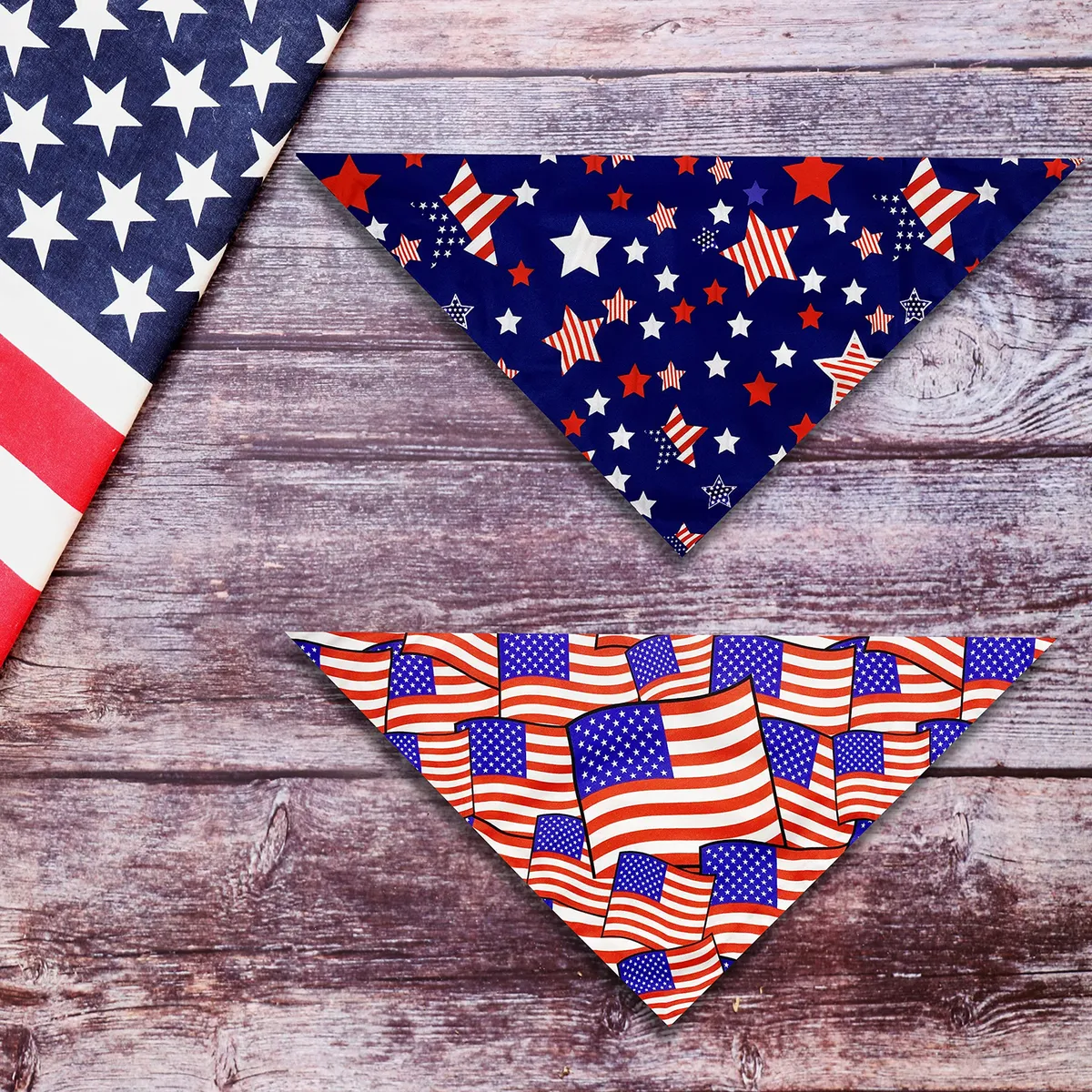 Paquete 2 Bandanas Día de la Independencia para Mascotas - Diseño Patriótico Temático Festivo para Perros y Gatos - Accesorios Decorativos para Celebraciones - Imagen 3