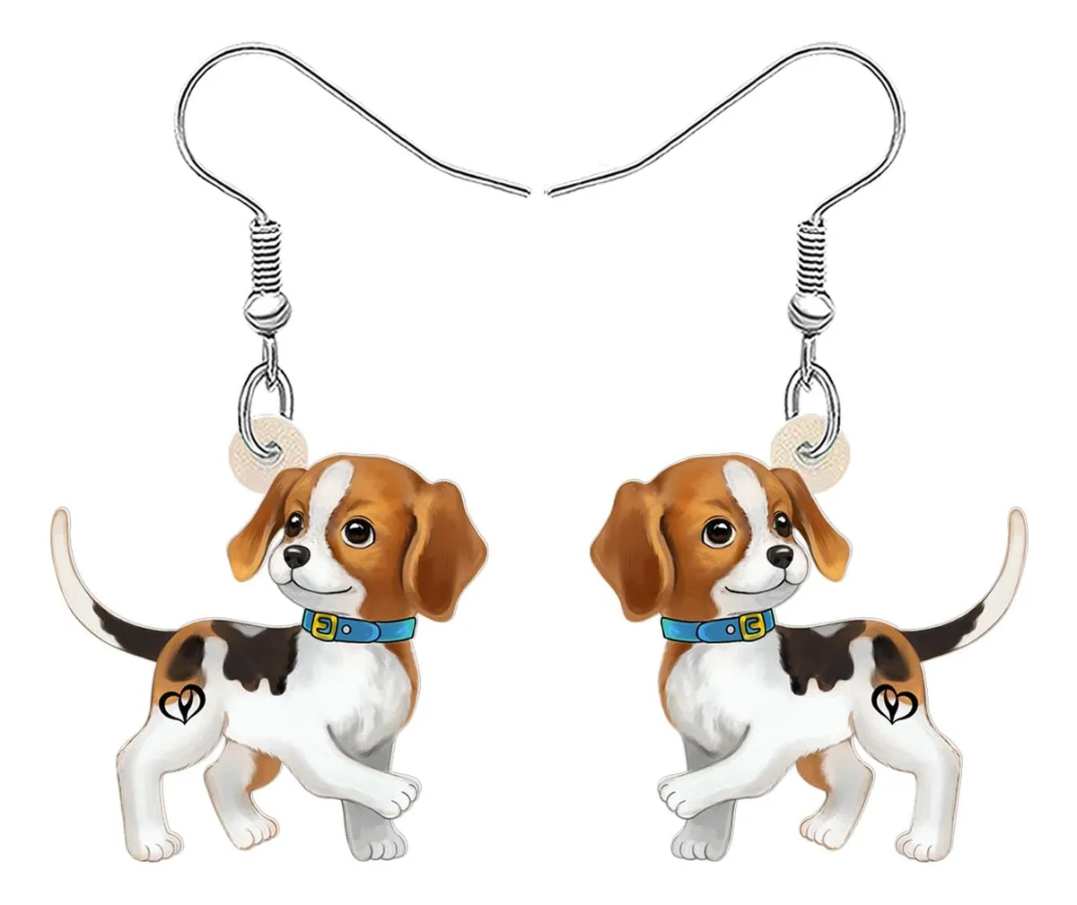 Arete de Acrílico Personalizado para Collar de Perro Beagle - Nombre Grabado, Diseño Lúdico, Cachorro, Ideal para Identificación y Estilo