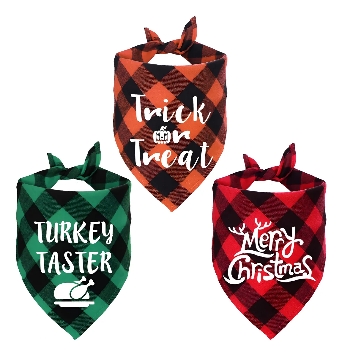 Bandanas Navideñas a Cuadros para Perros: Accesorios Festivos para Halloween, Acción de Gracias y Navidad - Estilo y Comodidad para tu Mascota
