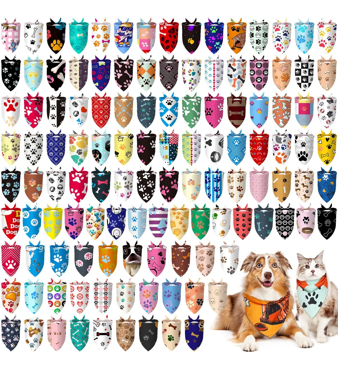 Bandanas para Perros Baberos Coloridos Diseño de Pata | Accesorios para Mascotas Estilosos y Divertidos | Perfectas para Perros Pequeños, Medianos y Grandes | Variedad de Diseños Vibrantes
