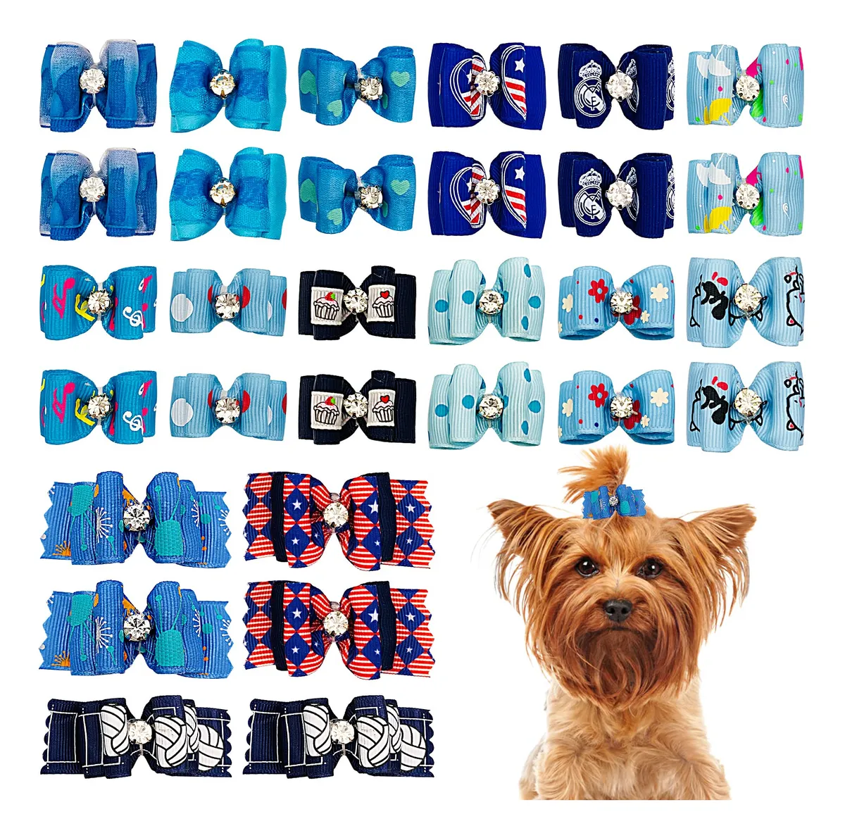 20 Moños para Gato y Perro Pequeño | Accesorios de Grooming Premium | Diseños Variados para Mascotas | Estilo y Belleza Canina y Felina