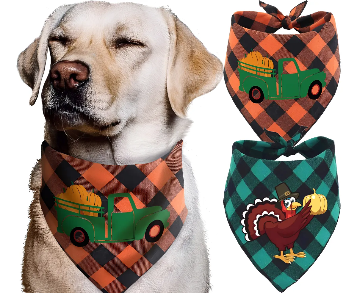 Bandanas De Acción De Gracias Para Perros - Paquete De 2 Unidades - Accesorios Festivos Para Mascotas - Estilo Otoñal y Divertido