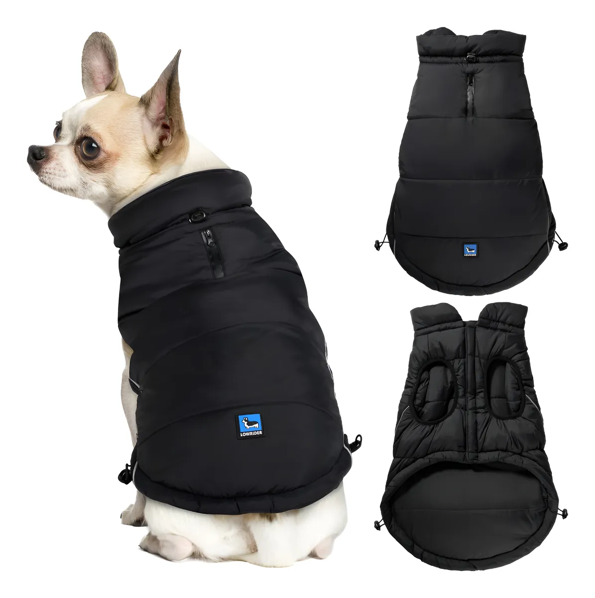 Abrigo Acolchado Impermeable para Perros Resistente al Viento - Ropa Protectora para Invierno y Clima Frío - Color Negro para Máxima Visibilidad y Estilo