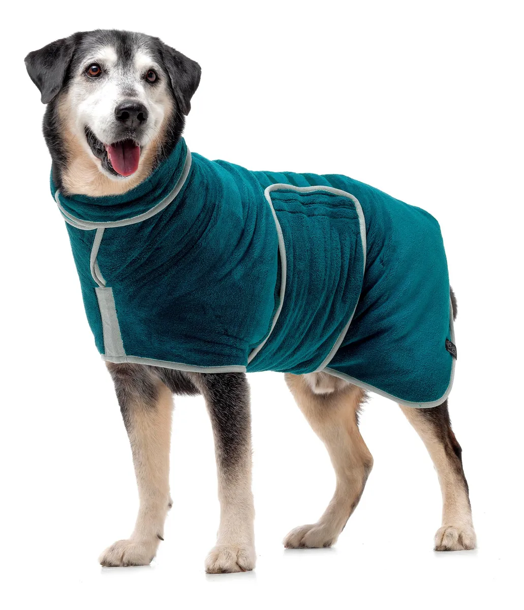 Abrigo Secado Perros Microfibra Teal Verde Azulado | Toalla Absorbente Rápida para Mascotas | Secado Eficiente Post-Baño | Accesorios Cuidado Canino Profesional
