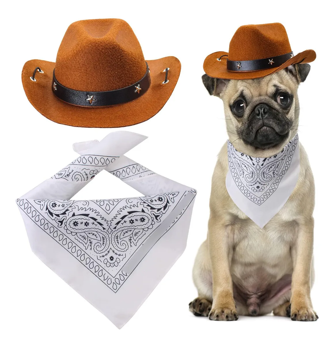 Accesorios de Disfraz de Vaquero para Mascotas: ¡El Juego de Sombrero Perfecto para tus Peludos! Ideal para Fiestas y Sesiones de Fotos Caninas.