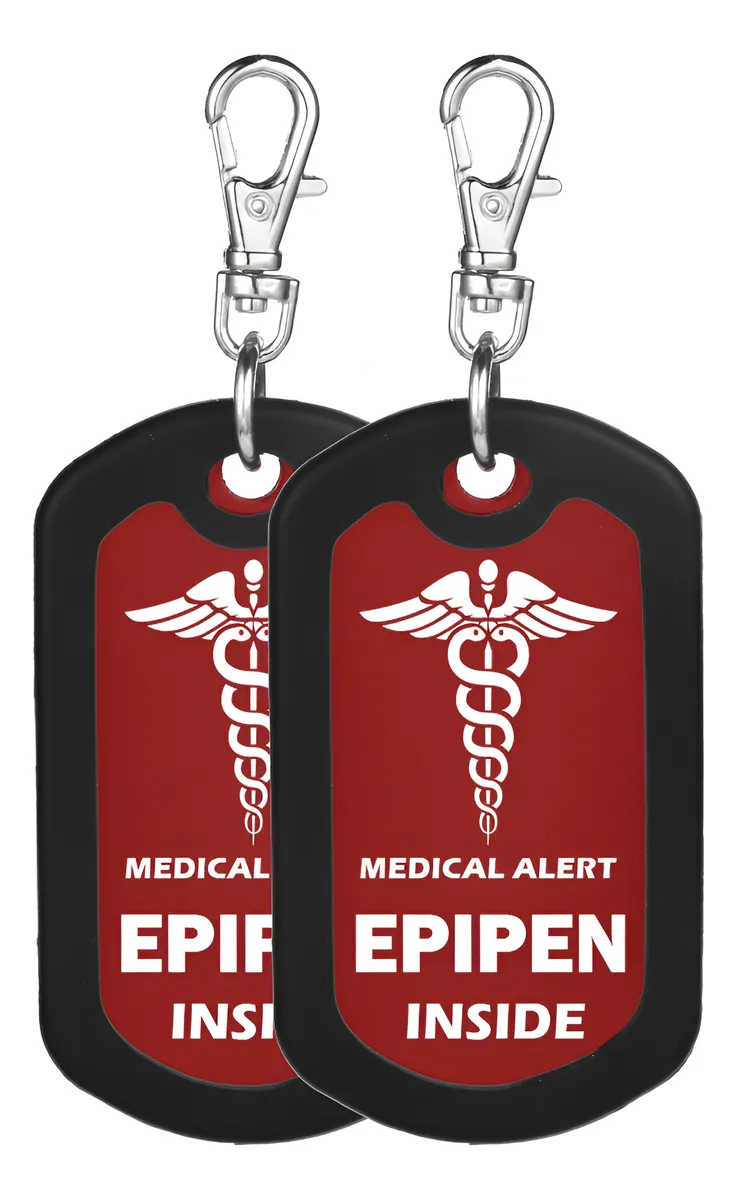 Epipen Etiqueta Interior Roja - Cierre Seguridad Alerta Médica | Dispositivo Autoinyector Profesional para Uso Médico Urgente | Almacenamiento Seguro y Visibilidad Clara