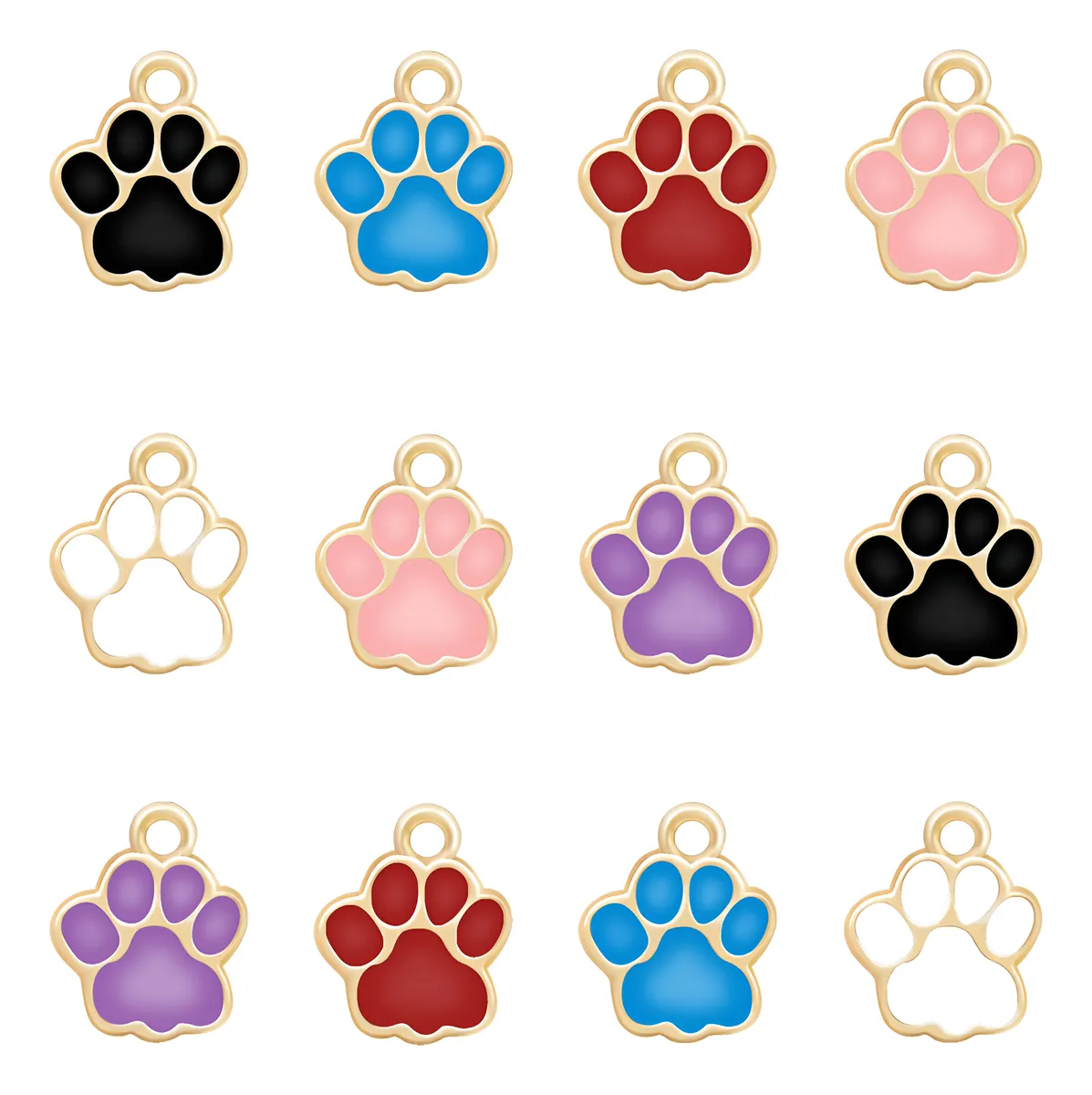Abalorios Esmaltados 6 Colores Estampado Huellas y Animales para Bisutería DIY | Collares Personalizados | Ideal para Manualidades y Regalos | Amplia Gama de Diseños