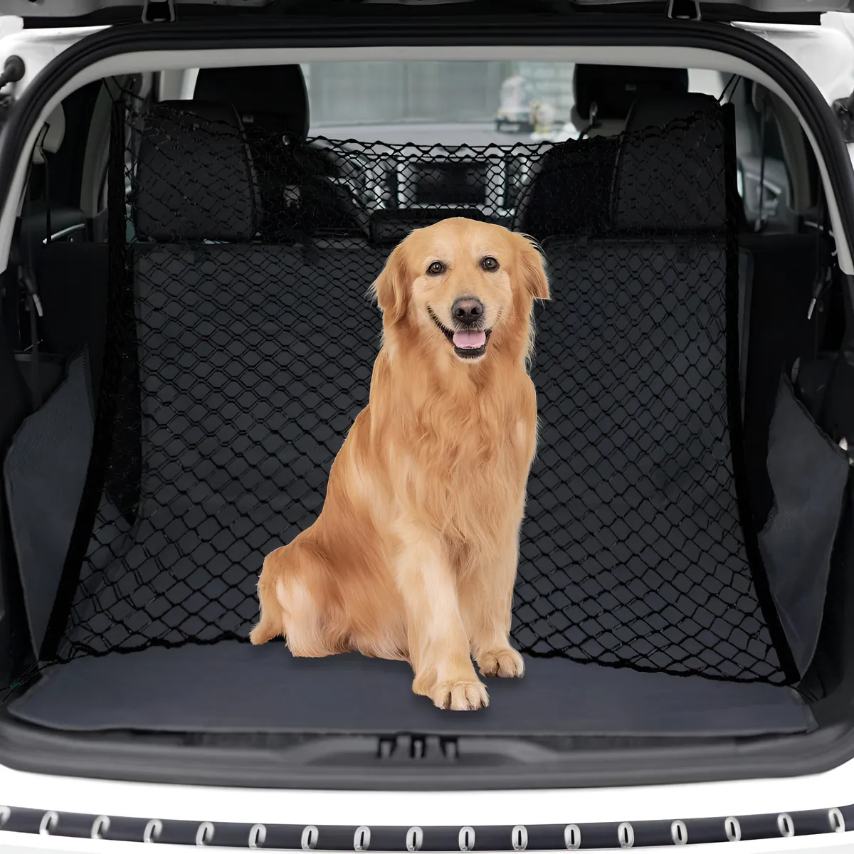 Red de Seguridad Universal para Perros en Coche | Barrera Protectora Negra para Viajes Seguros y Cómodos | Accesorios para Mascotas Resistente