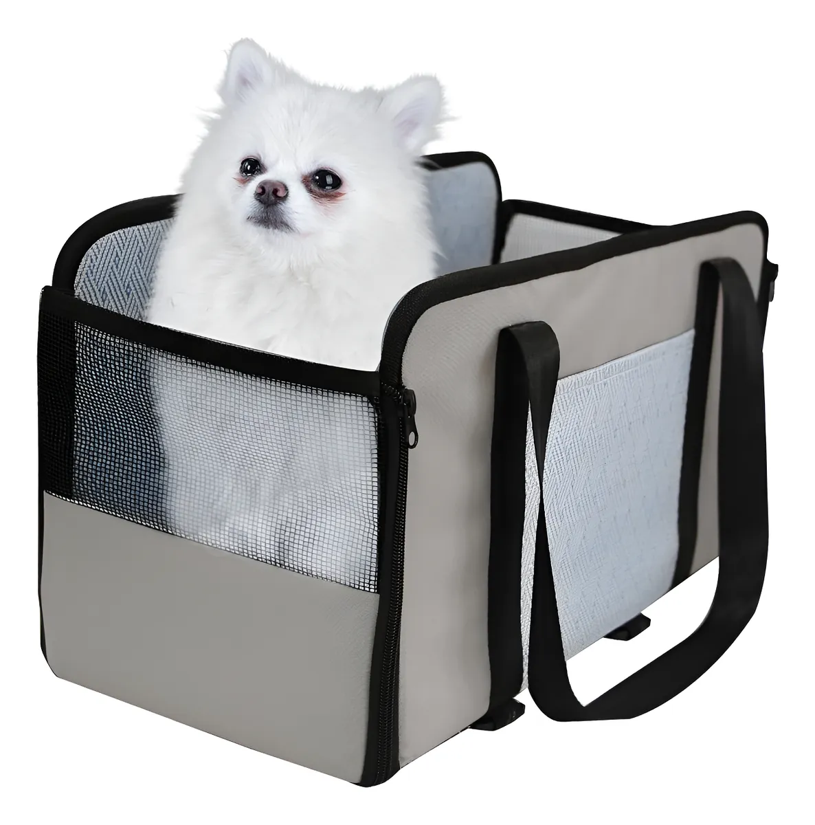 Asiento de Coche Impermeable para Perros y Gatos Pequeños | Protección Total Gris y Negro | Viajes Seguros y Cómodos