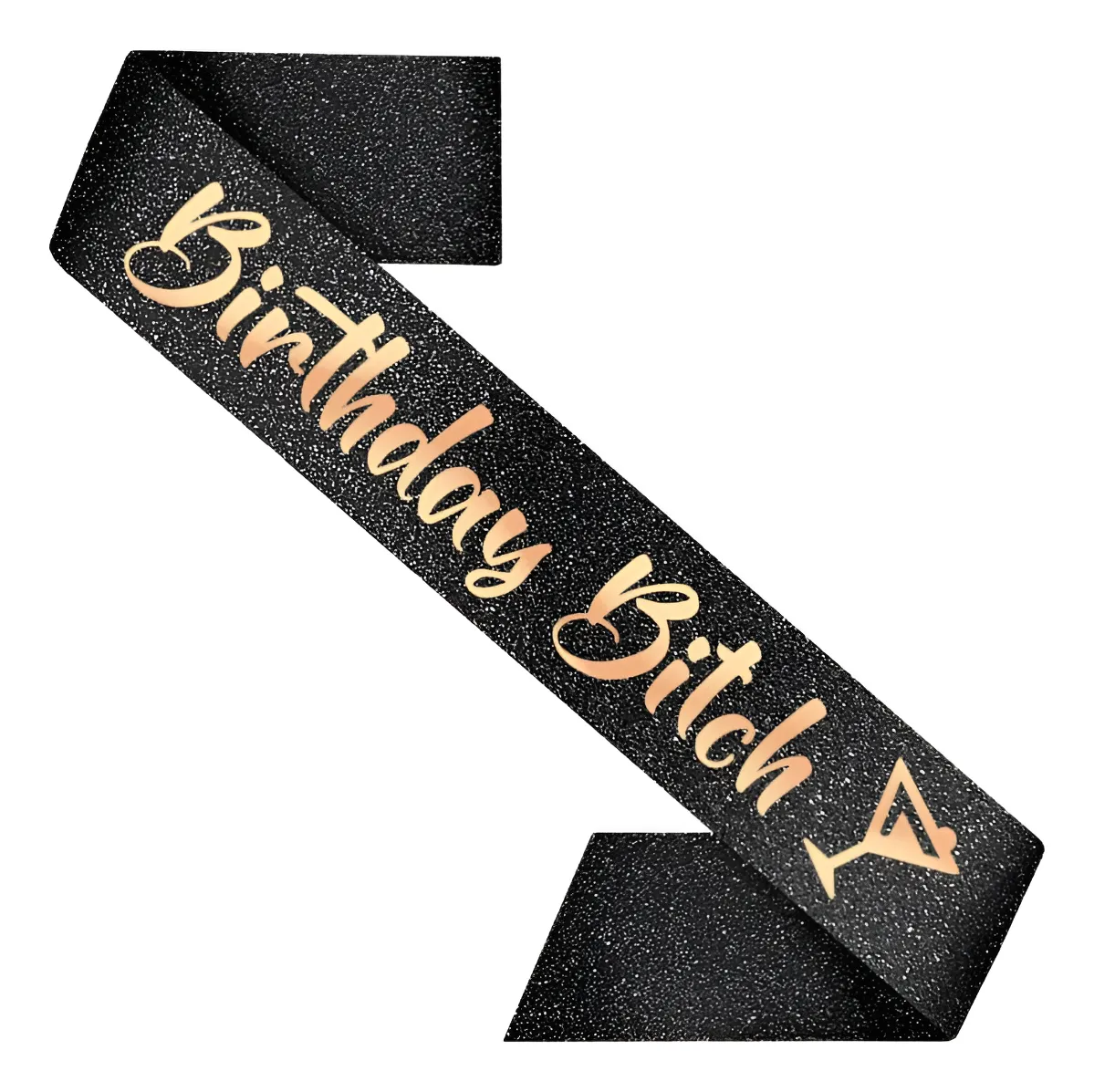 Banda Decorativa de Cumpleaños para Mujer - Elegante Letras Oro Rosa sobre Negro - Accesorios de Celebración Premium para Fiestas