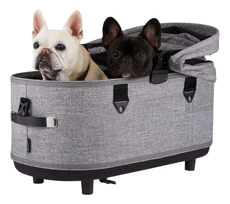 Airbuggy Cúpula 3 para Mascotas - Carrito de Paseo Individual de Algodón Gris Tierra - Viajes Cómodos y Seguros para tu Perro o Gato