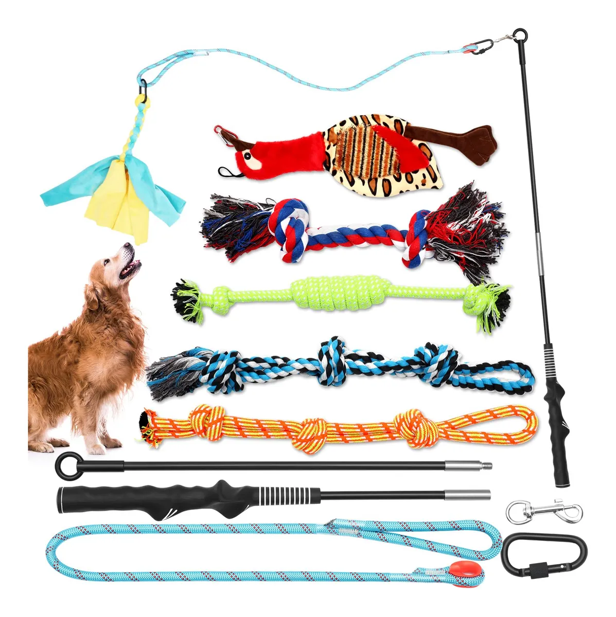 Barra de Coqueteo Desmontable para Perros con 6 Juguetes Interactivos | Entrenamiento Divertido y Estimulación Mental para Mascotas