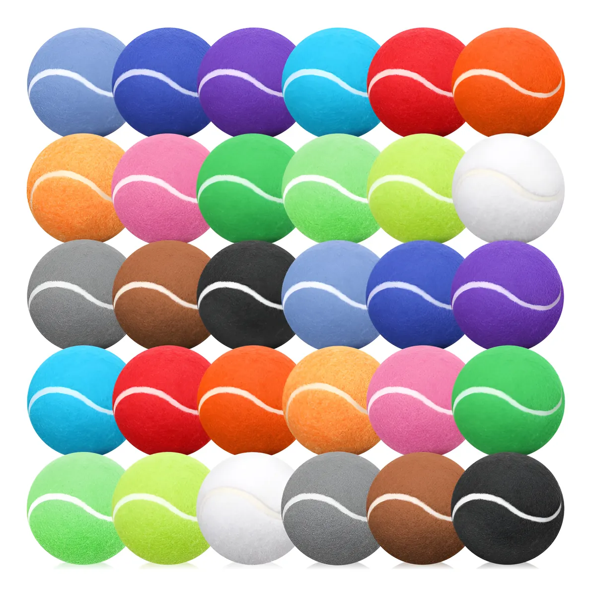 30 Pelotas de Tenis para Perros y Mascotas - Juguetes Resistentes y Divertidos en 15 Colores Vibrantes Multicolor para Entrenamiento y Juego al Aire Libre