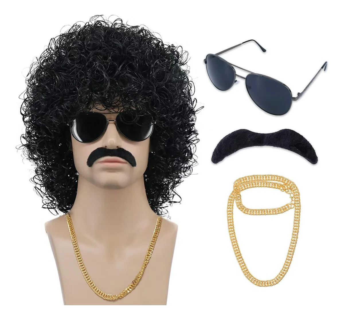 Peluca Afro Negra Rizada para Fiesta Disfraces - Estilo Voluminoso y Auténtico - Ideal para Carnaval, Halloween y Eventos Temáticos - Look Impactante