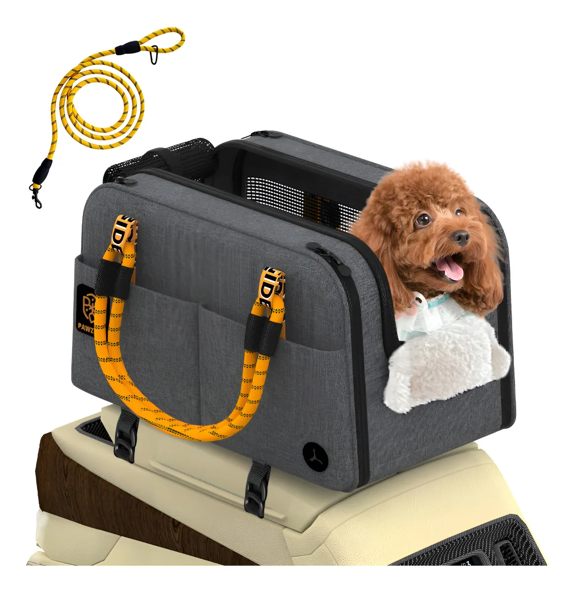 Asiento de Coche para Perro Gris Impermeable y Seguro | Protección Cómoda para Mascotas | Ajuste Universal para Vehículos | Fácil de Limpiar