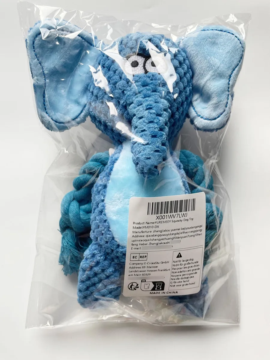 YUREMEEY Juguete Chirriante Elefante: Suave, Resistente Y Entrenador Para Perros Pequeños Y Medianos