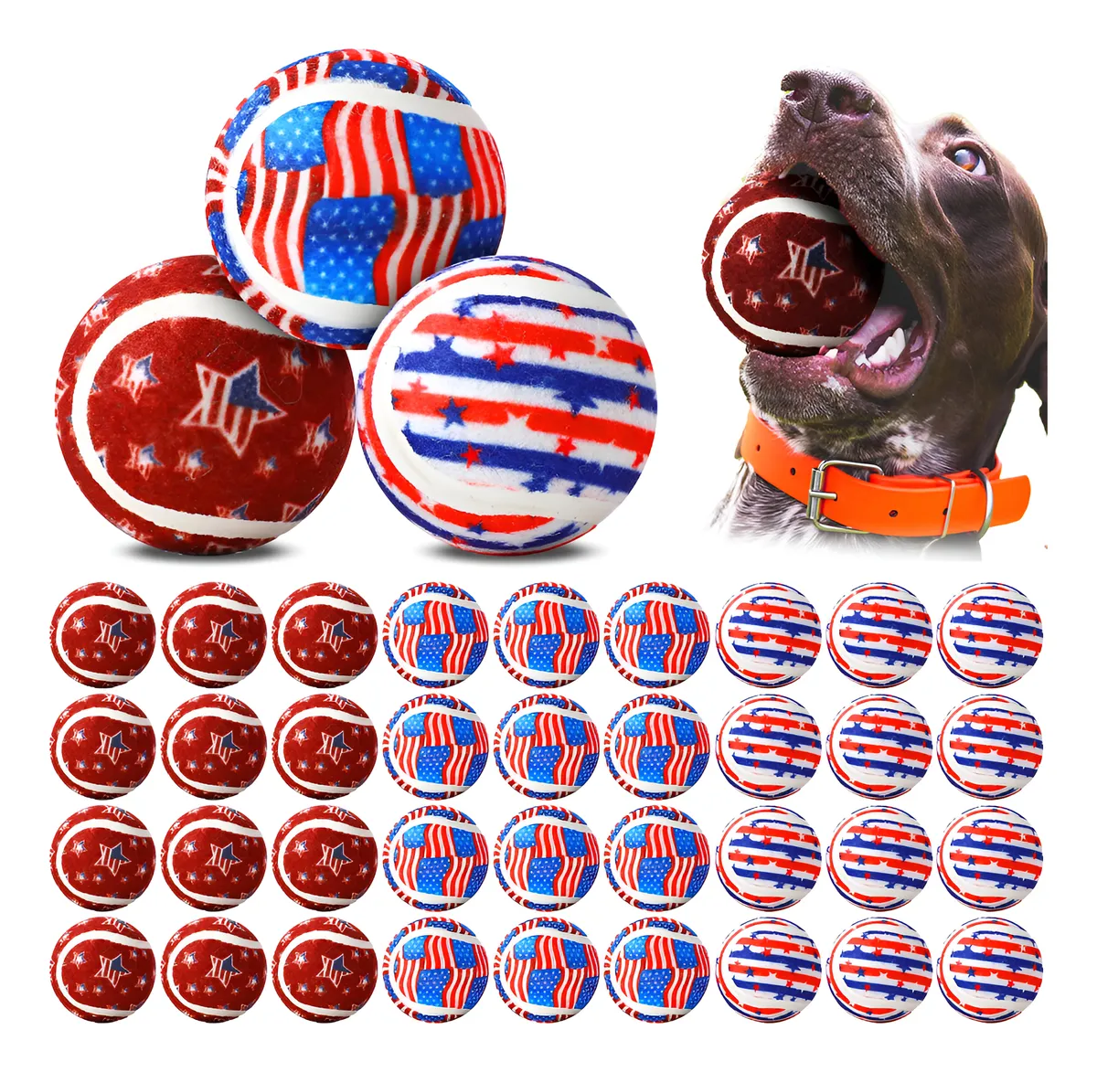 Pelotas de Tenis para Perros Diseño Día de la Independencia - Juguete Resistente y Divertido para Mascotas - Ideal para Jugar al Aire Libre y Entrenamiento