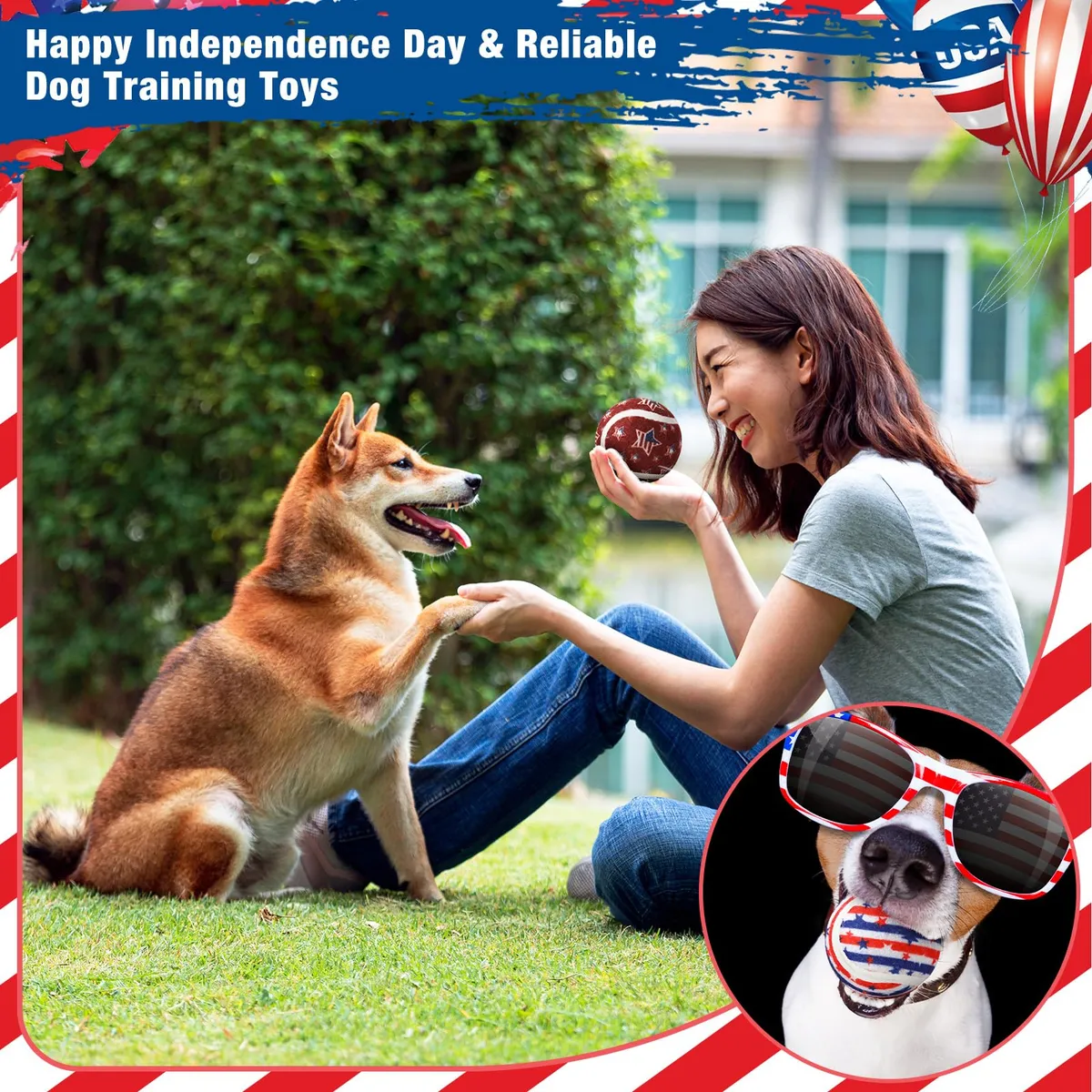 Pelotas de Tenis para Perros Diseño Día de la Independencia - Juguete Resistente y Divertido para Mascotas - Ideal para Jugar al Aire Libre y Entrenamiento - Imagen 6