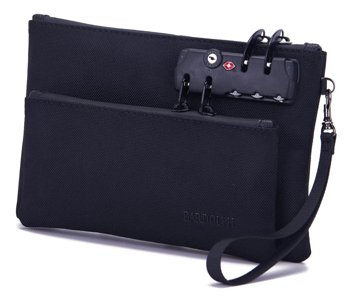 Bolsa De Dinero Con Cerradura Doble Capa Para Notaría - Diseño Negro Resistente, Seguridad Reforzada para Documentos y Valores - Ideal para Transportar Efectivo y Contratos con Máxima Protección