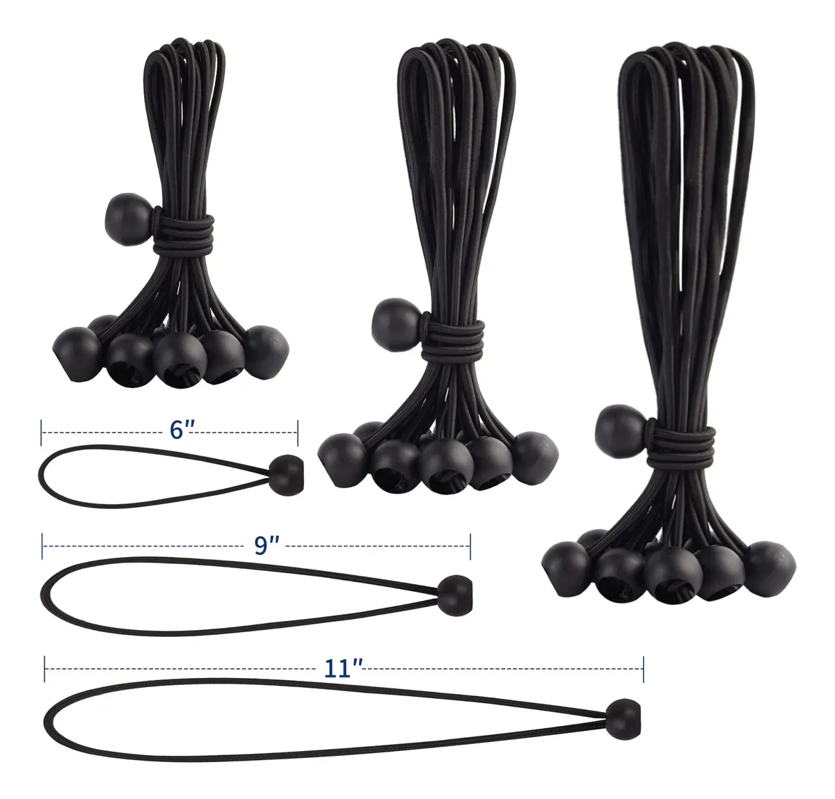 30 Cuerdas Elásticas de Bola para Toldo y Camping - Soporte Resistente y Versátil para Exteriores
