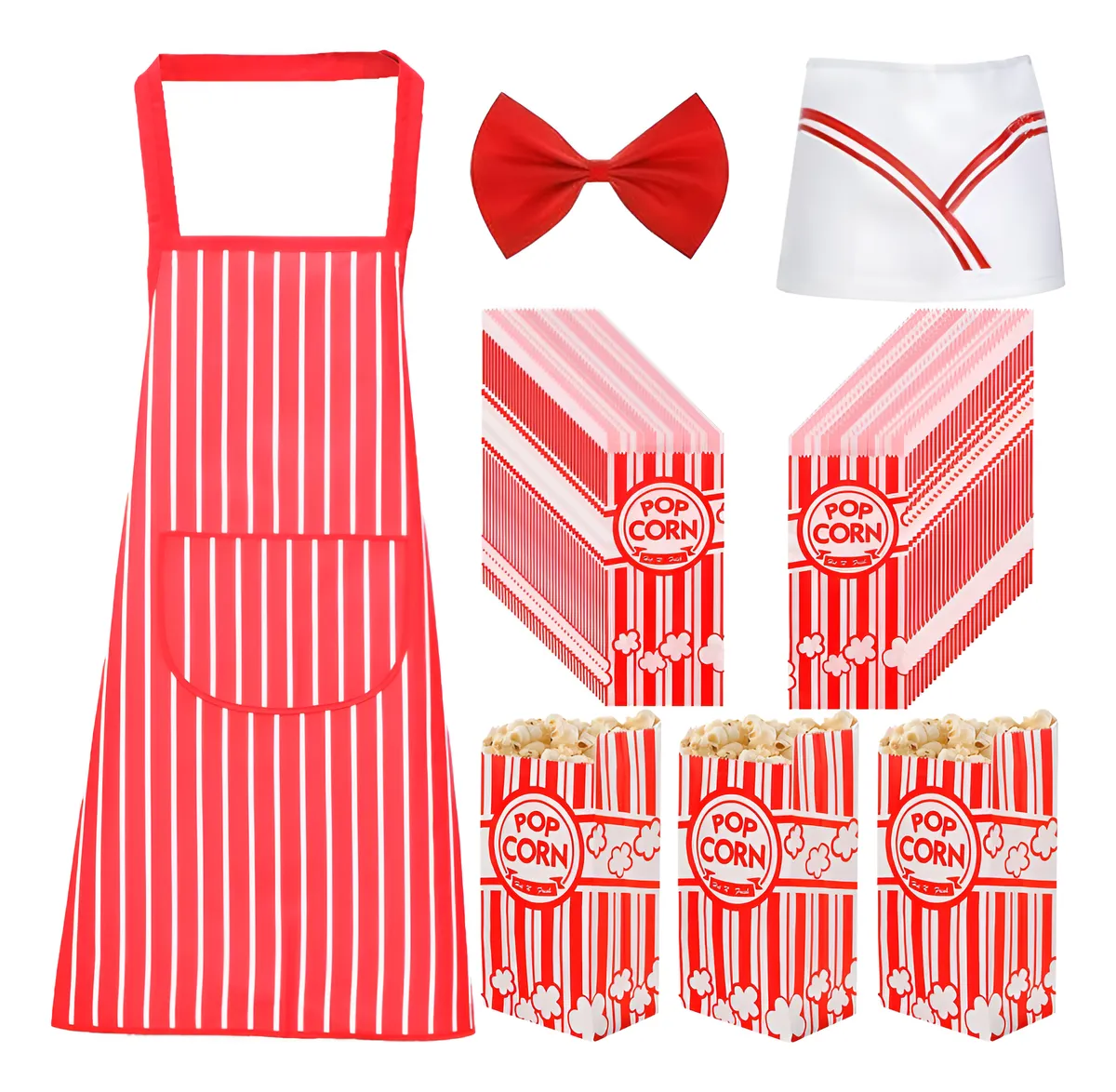 Bolsas de Papel para Palomitas con Diseño de Delantal y Sombrero de Chef - Perfectas para Fiestas Temáticas y Eventos