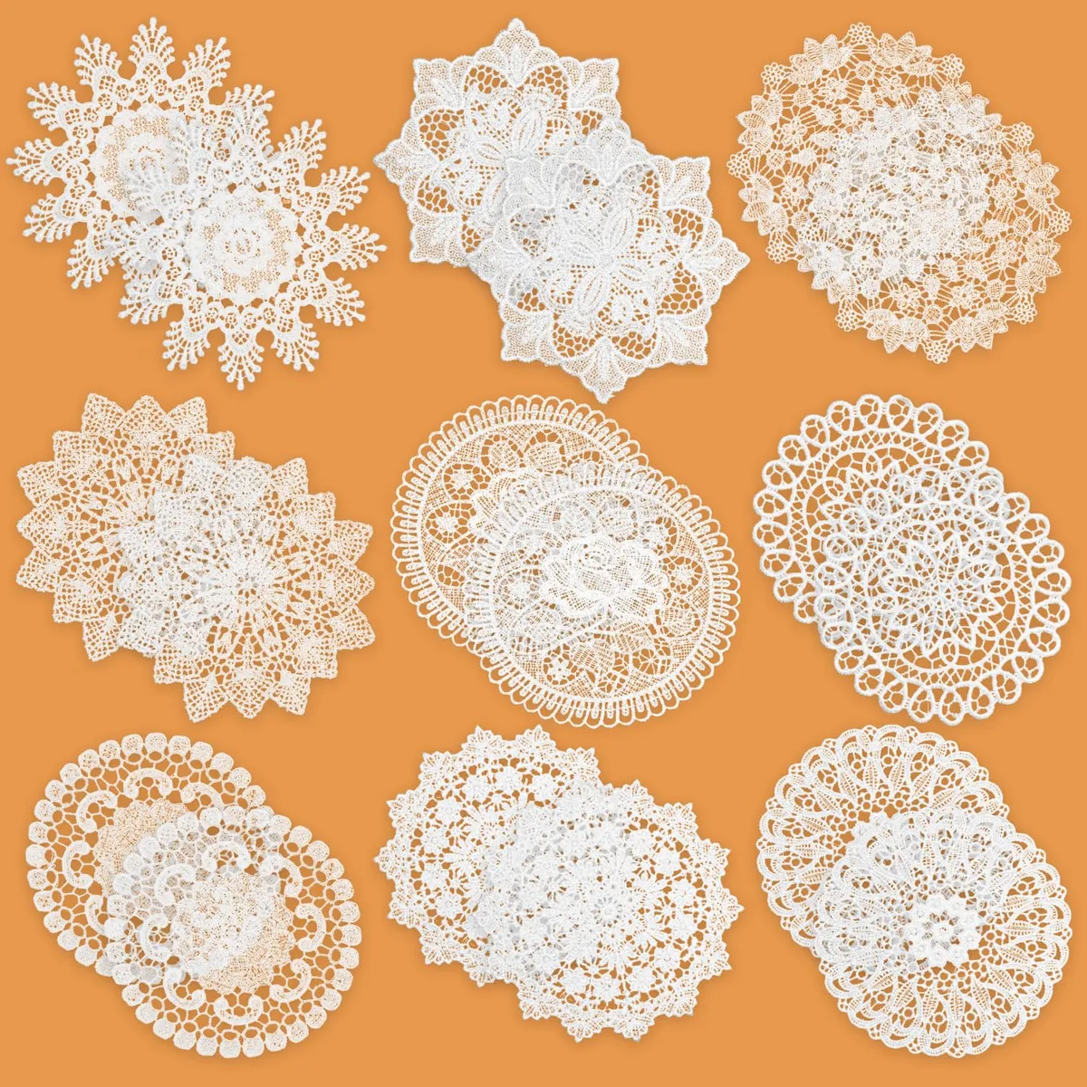 18 Posavasos de Encaje a Ganchillo Blancos para Decoración Rústica | Estilo Bohemio y Elegante | Set de 18 Unidades, Color Blanco Puro