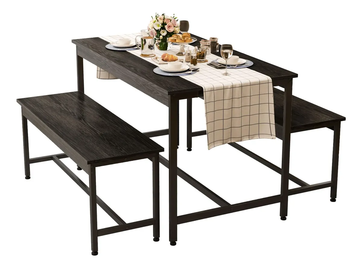 Juego de Comedor Compacto 4 Sillas Diseño Tela Fácil Limpieza Ideal Espacios Pequeños | Muebles Hogar Moderno