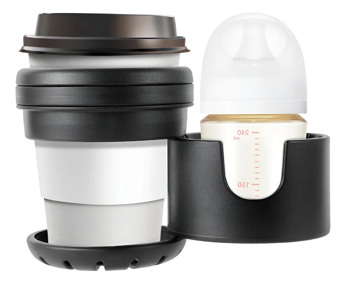 Portavasos Doble para Carriola Bob con Rotación 360° Negro | Soporte Universal y Práctico para Padres Viajeros | Accesorios Indispensables para Cochecitos Dobles