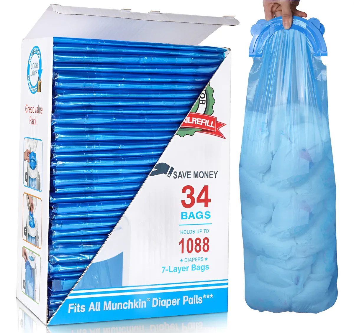 Bolsas de Recambio para Desechador de Pañales Compatibles | Recambios Universales de Alta Capacidad | Color Neutro | Kit Esencial para Hogares con Bebés