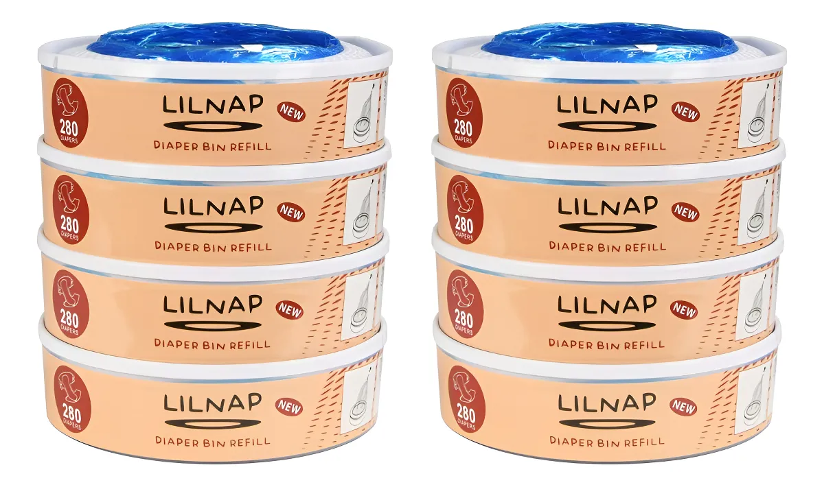 8 Cartuchos Recambio Compatibles Pañales Angelcare Litt | Eliminación Higiénica de Pañales | Larga Duración y Máxima Absorción | Bolsa Protectora Odor-Stop